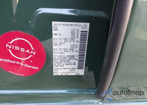 2022 Nissan Frontier Pro-X 4X2 z USA, uszkodzony, nr VIN 1N6ED1EJXNN647885